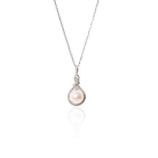 Stříbrný náhrdelník s perlou a zirkony Ethernal grace