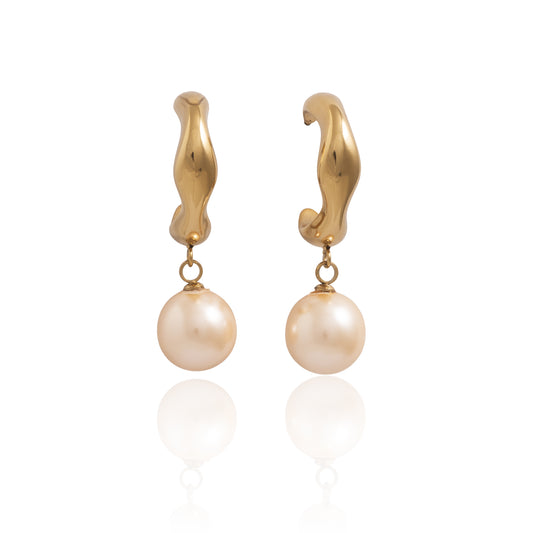 Náušnice s perlí Ocean Whisper - krémová