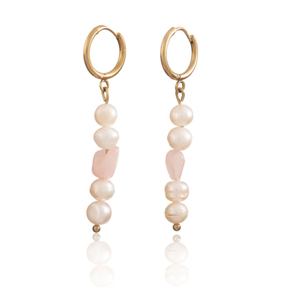 Náušnice Heartlight - říční perly a růženín