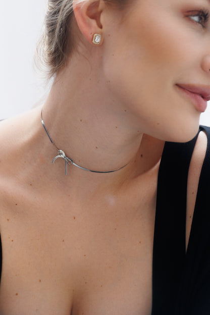 Náhrdelník mašlička - choker, nerezová ocel