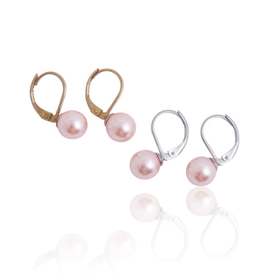 Náušnice s pelou Preciosa 8mm světle růžové