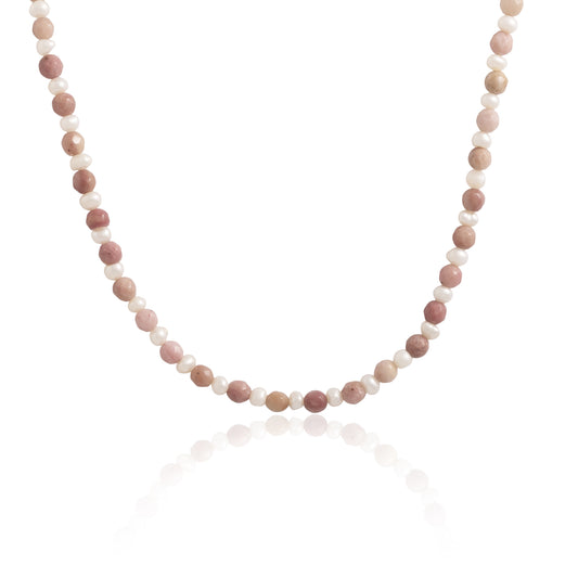 Náhrdelník Inner Bloom - Rodochozit a říční perly