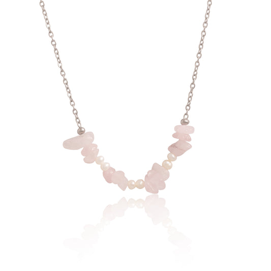 Náhrdelník Heart whisper - růženín a říční perly