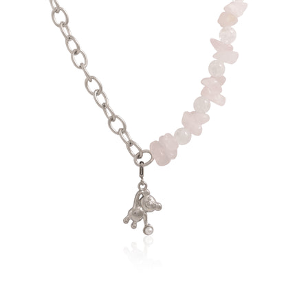 Náhrdelník Sweet Guardian - růženín a pukaný křišťál