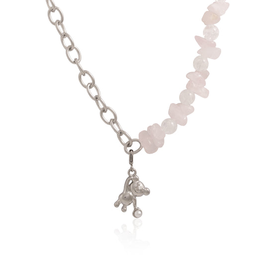 Náhrdelník Sweet Guardian - růženín a pukaný křišťál