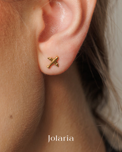 Náušnice letadýlka Sky high, pozlacené