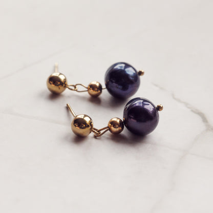 Náušnice Midnight Pearl Drops s říční perlou