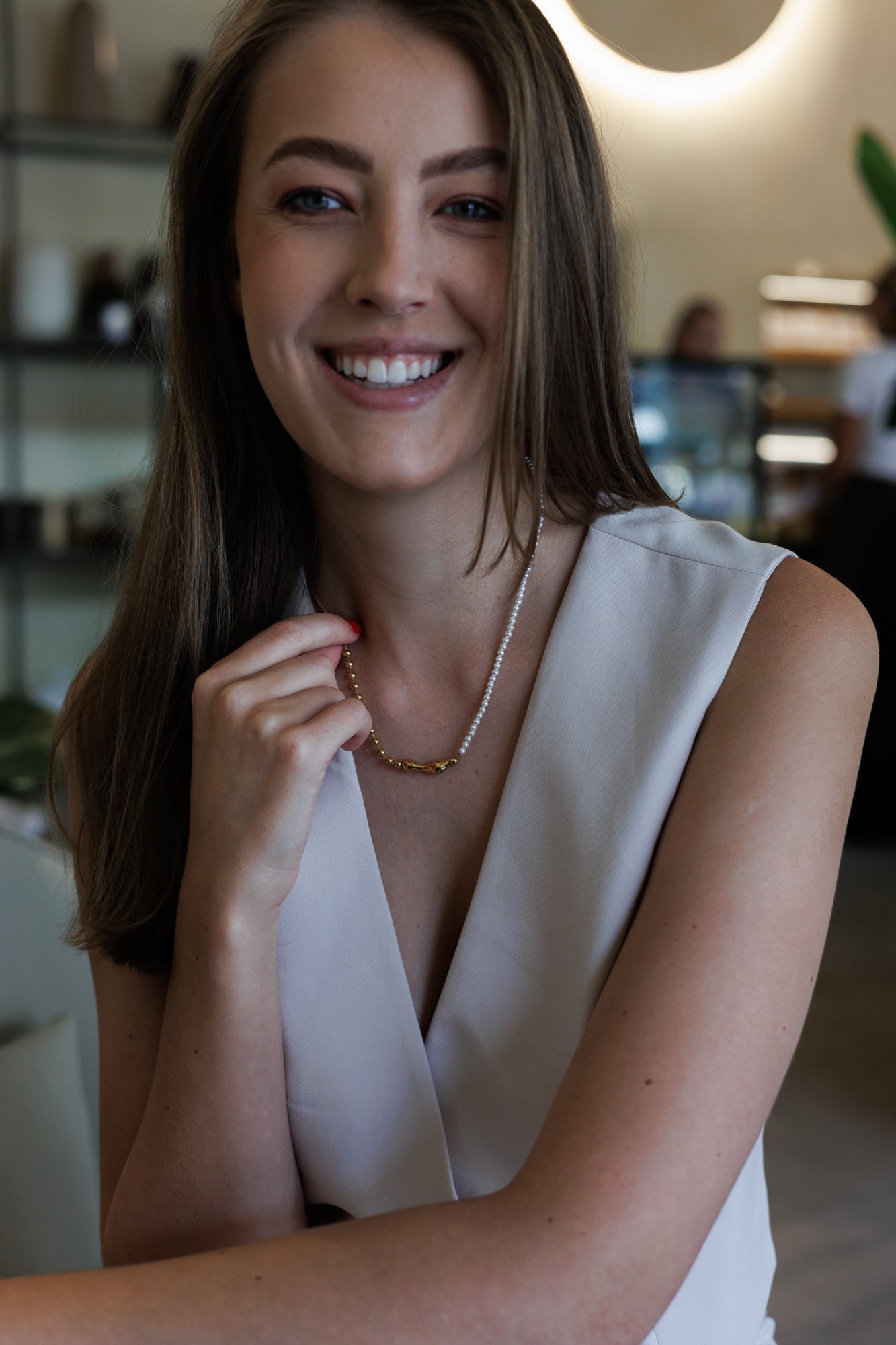 Asymetrický náhrdelník s perličkami Ciao bella