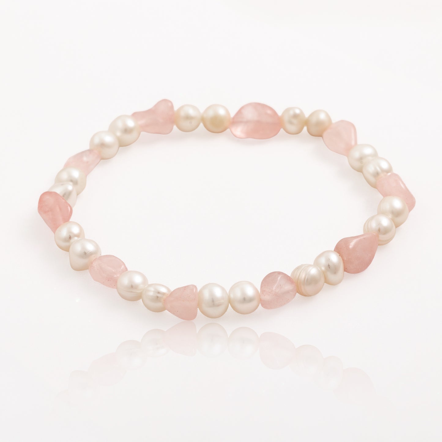 Náramek Heart Harmony - říční perly a růžový křemen