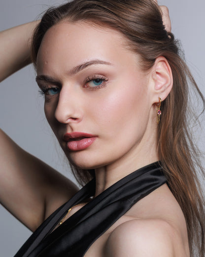 Pozlacené náušnice Hotline Bling - růžová