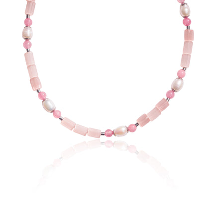 Náhrdelník Pink Therapy - Růžový chalcedon a říční perly