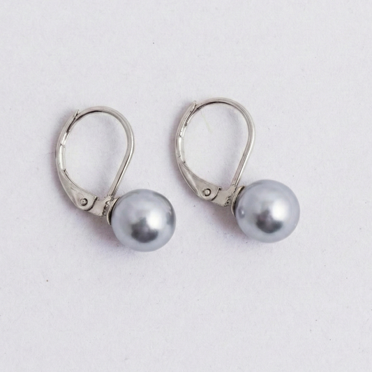 Náušnice s pelou Preciosa 8mm světle šedá