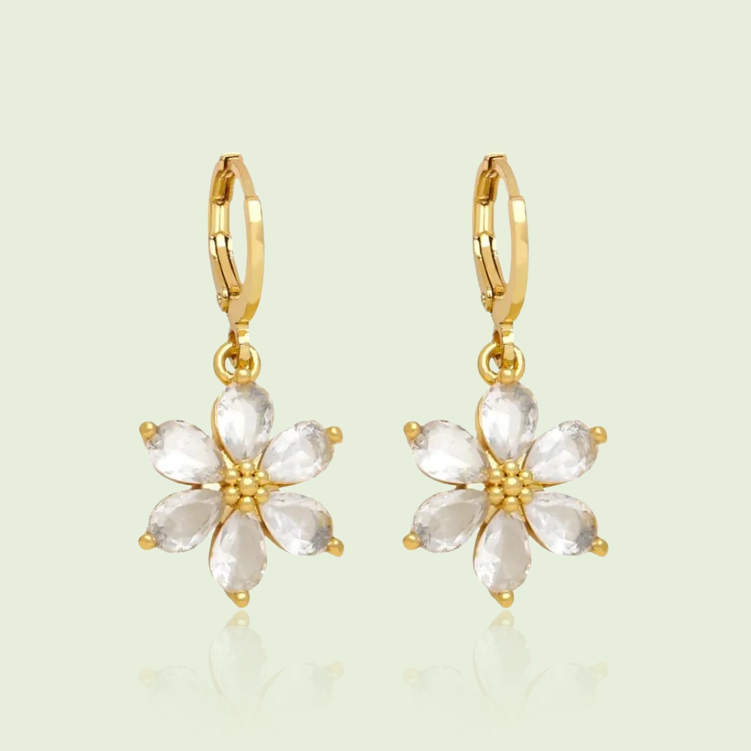 Náušnice Blossom Joy crystal, pozlacené