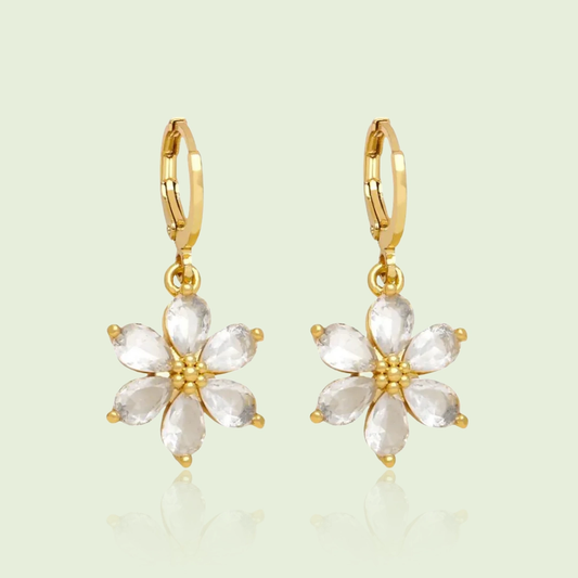 Náušnice Blossom Joy crystal, pozlacené
