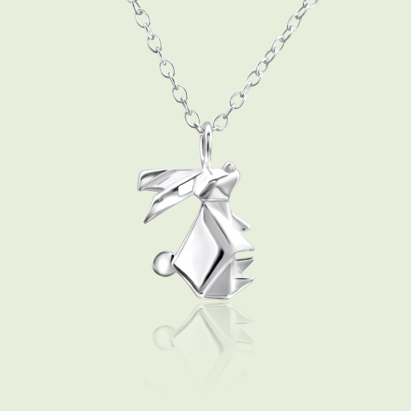Stříbrný náhrdelník s origami králíkem – Lucky Spirit Rabbit