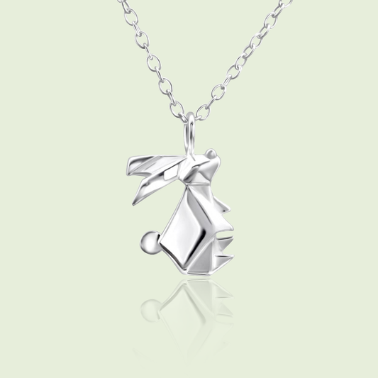 Stříbrný náhrdelník s origami králíkem – Lucky Spirit Rabbit
