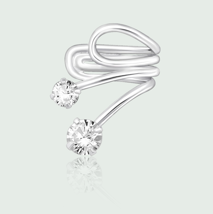 Stříbrný ear cuff se zirkony – No Rules