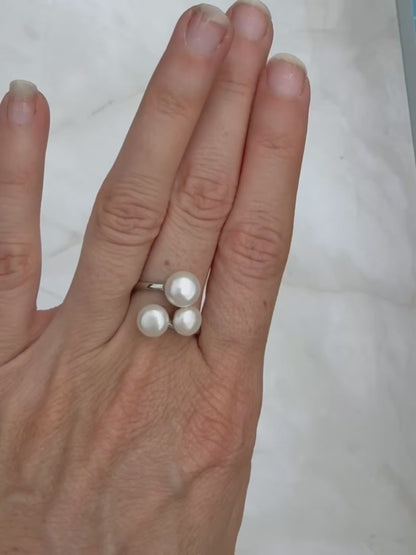 Prsten se sladkovodními perlami Three pearls