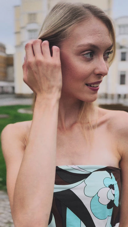 Náušnice s modrými krystaly – Blue Riviera Glow, pozlacené