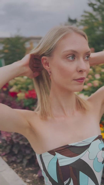 Náušnice Summer sunset, pozlacené bílým zlatem