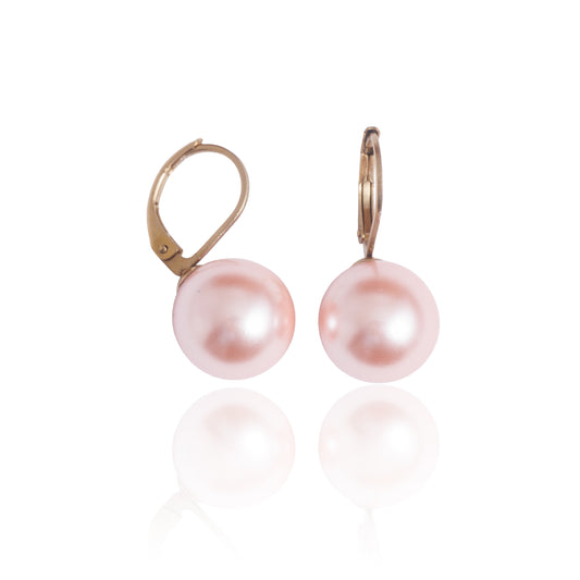 Pozlacené náušnice Blush Mood - růžová perle 12mm