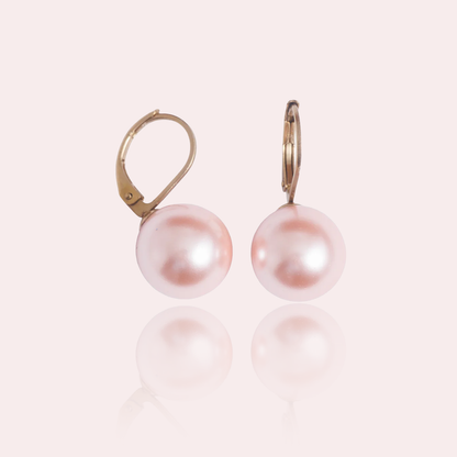 Pozlacené náušnice Blush Mood - růžová perle 12mm