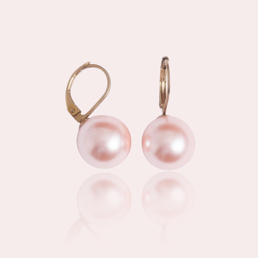 Pozlacené náušnice Blush Mood - růžová perle 12mm