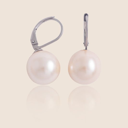 Krémové náušnice s perlou Preciosa 12mm
